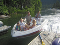 Family Boating at our Priest Lake Cabin in Idaho